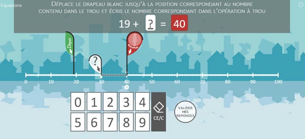 Décaligne exercices Dyscalculie, jeux dyscalculie et exercices rééducation logico mathématique et cognition mathématique issus de LaLigne Numérique Examath 8 15 : équations