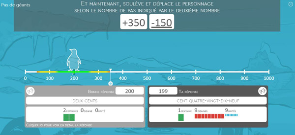 Décaligne exercices Dyscalculie, jeux dyscalculie et exercices rééducation logico mathématique et cognition mathématique issus de LaLigne Numérique Examath 8 15 : pas de géant