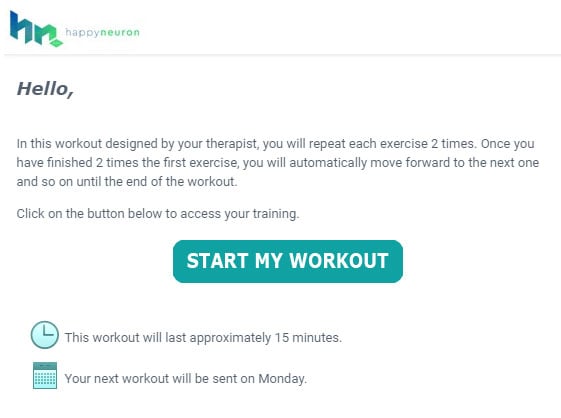 HappyNeuron Pro Workout Email