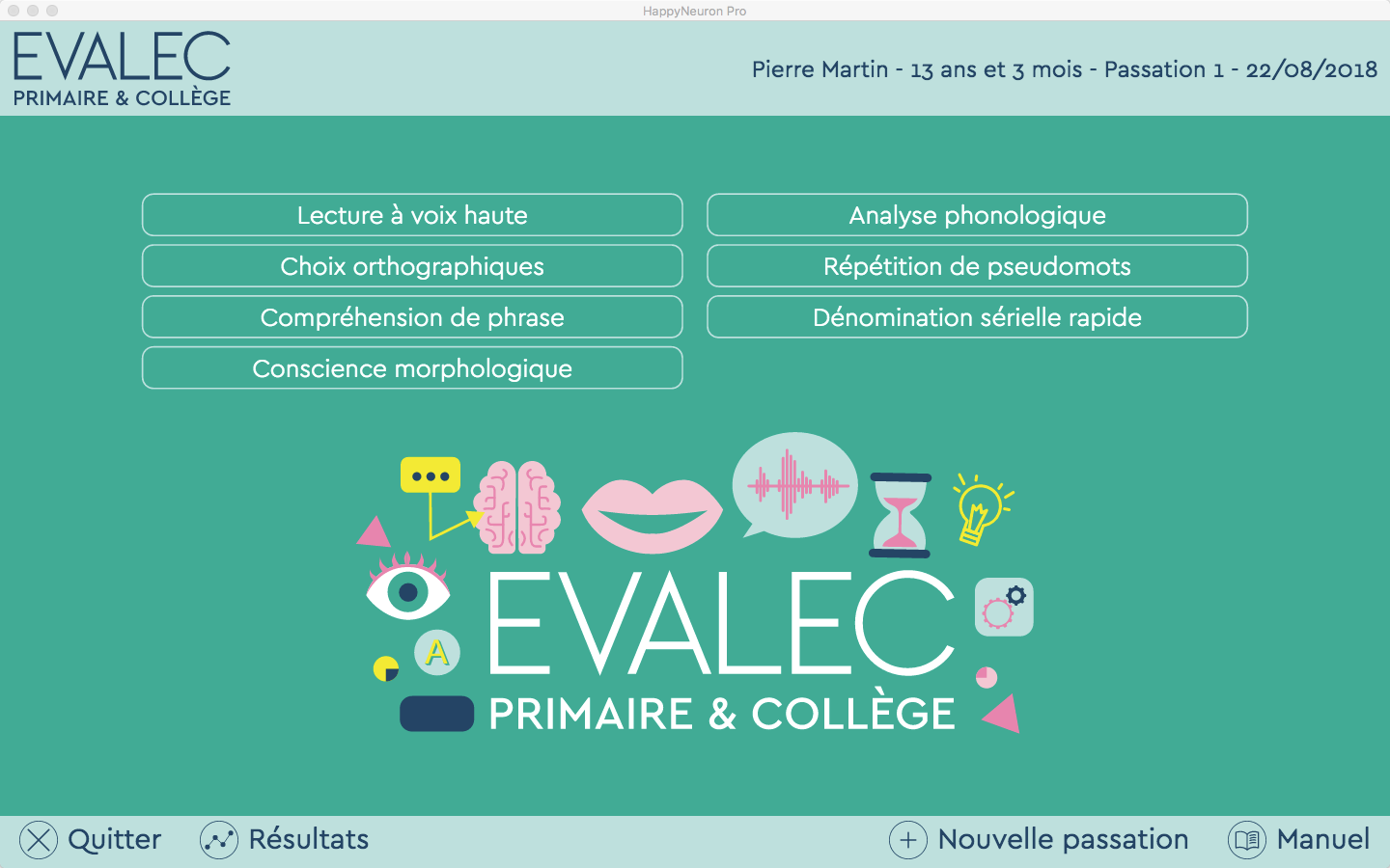 Evalec logiciel de bilan pour l'évaluation de la lecture