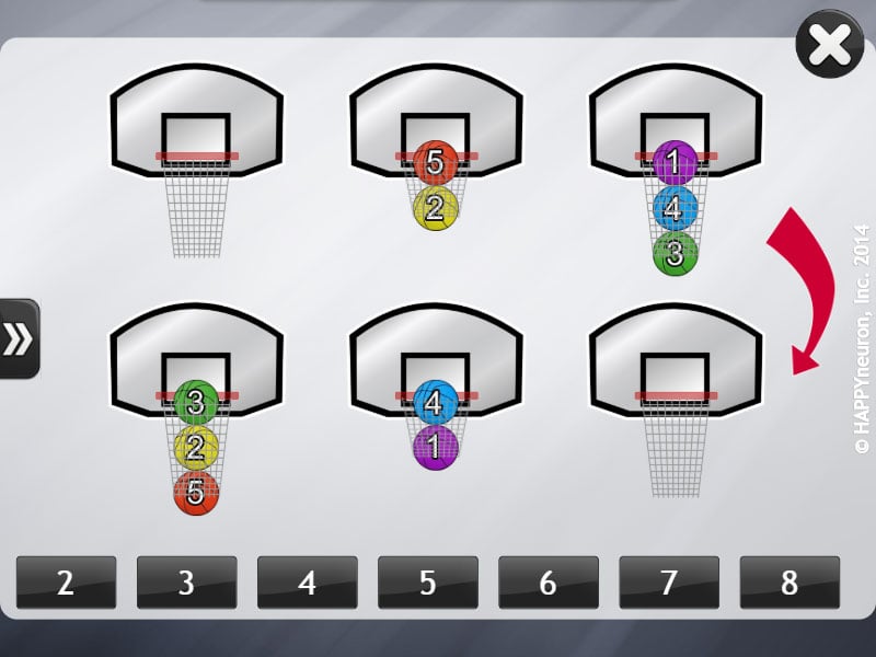 Screenshot of HappyNeuron Pro exercise Basketball in NY