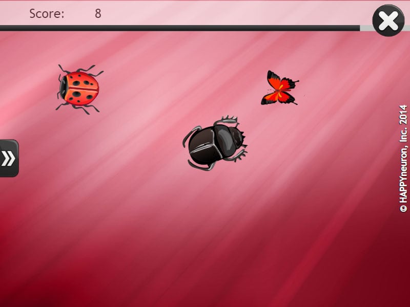 Screenshot of HappyNeuron Pro exercise Catch the Ladybug!