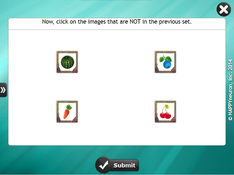 Screenshot of HappyNeuron Pro exercise Displaced Images