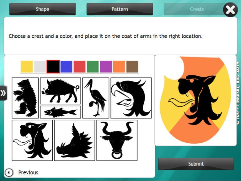 Screenshot of HappyNeuron Pro exercise Heraldry