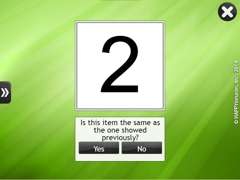 Screenshot of HappyNeuron Pro exercise N-Back