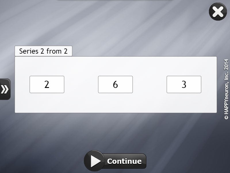 Screenshot of HappyNeuron Pro exercise Ready, Steady, Count!