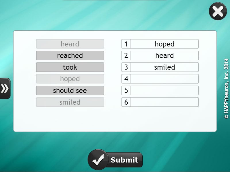 Screenshot of HappyNeuron Pro exercise Seize the Keywords