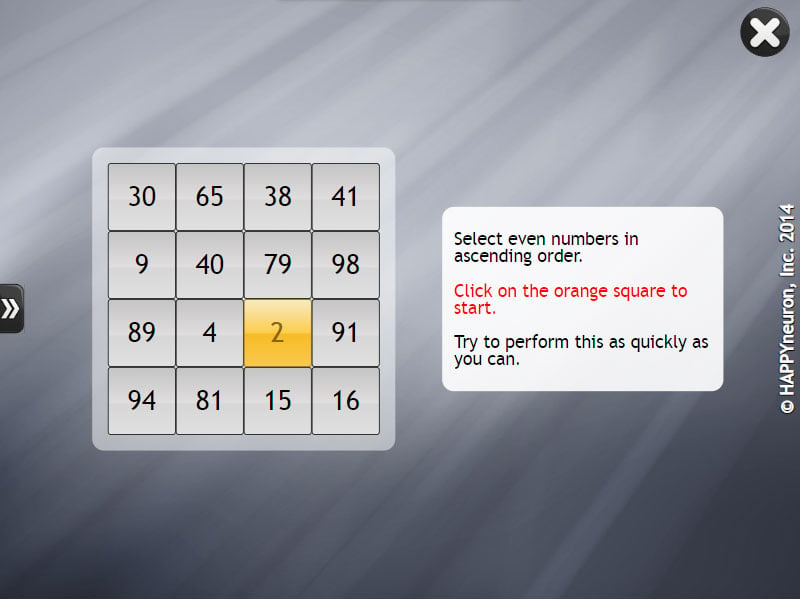 Screenshot of HappyNeuron Pro exercise The Right Count