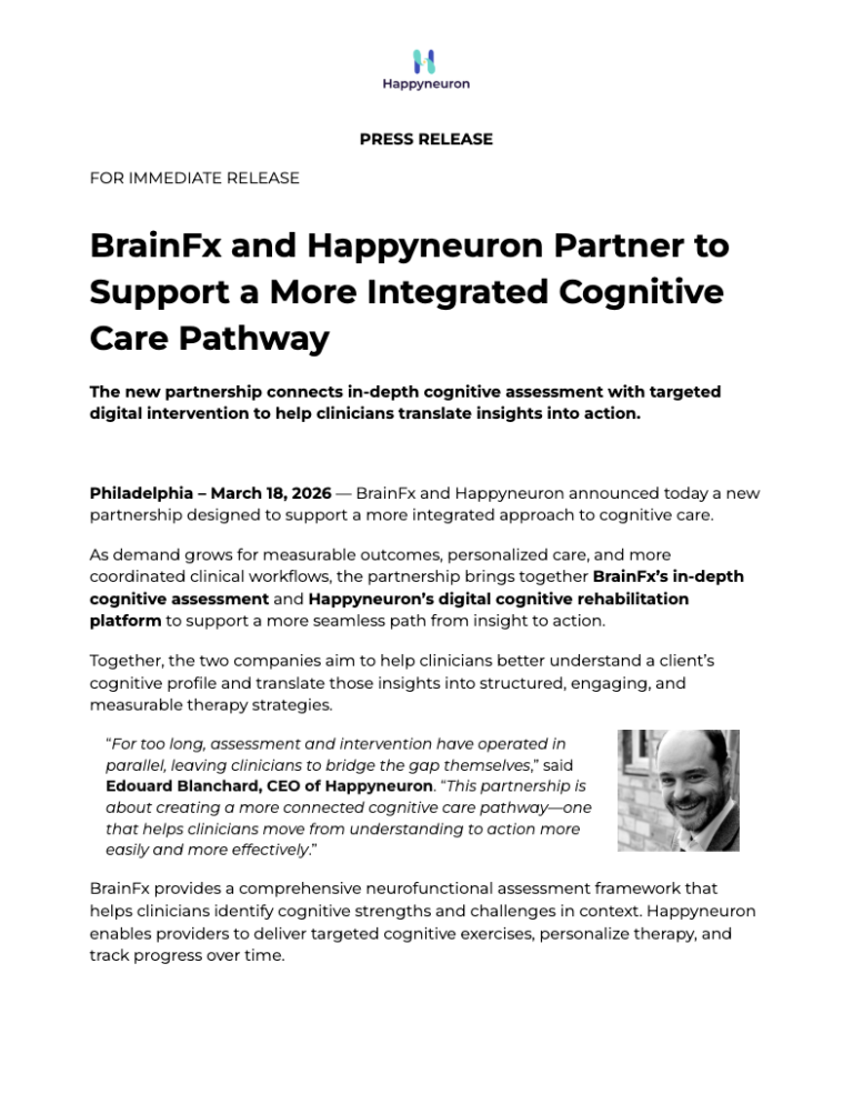 happyneuron brainfx press release image
