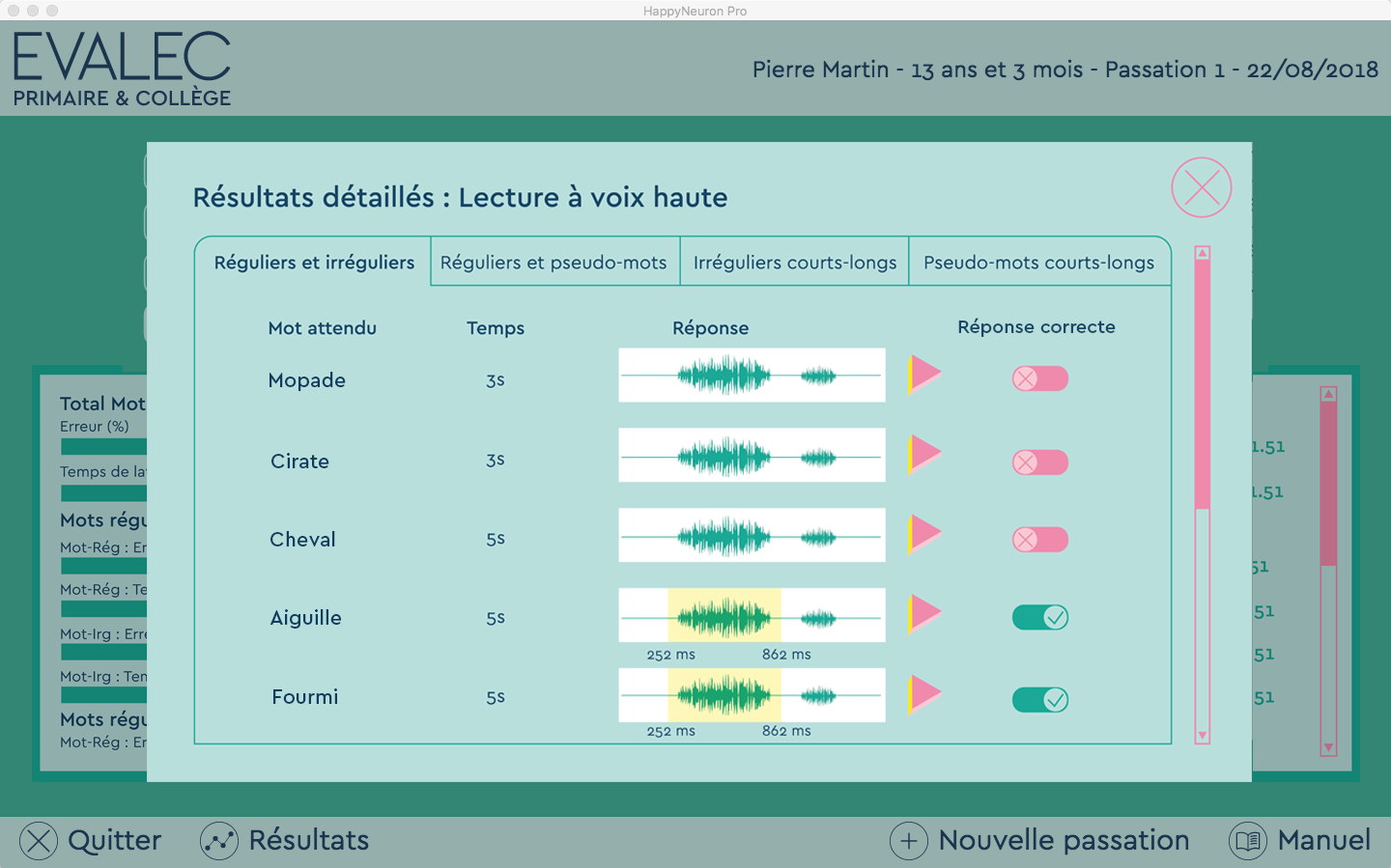 Evalec logiciel de bilan pour l'évaluation de la lecture